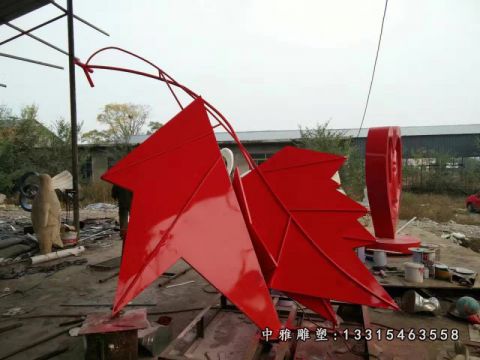 公园树叶不锈钢雕塑