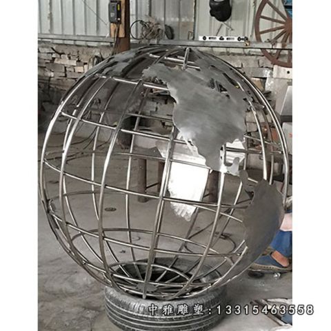 广场不锈钢地球仪景观雕塑