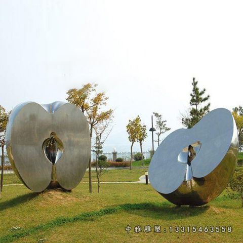 不锈钢广场苹果雕塑
