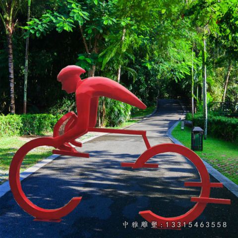 不锈钢彩色骑行人物雕塑