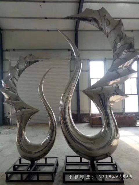 抽象不锈钢动物天鹅雕塑