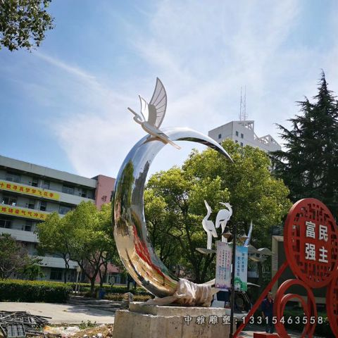 不锈钢公园仙鹤雕塑