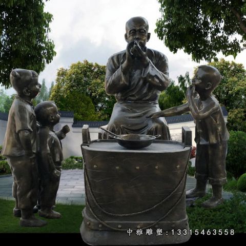 铜雕园林吹糖人小品雕塑