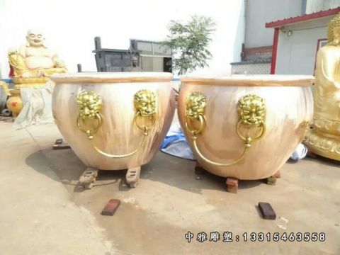庭院铜雕圆形水缸