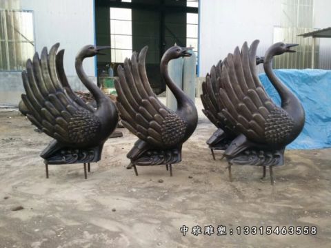 铜雕动物天鹅摆件