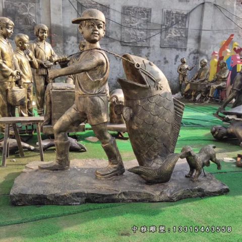 铜雕儿童玩耍雕塑