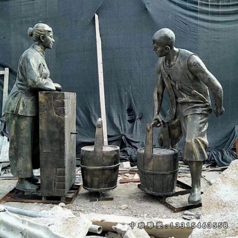 步行街铜雕民俗人物雕像