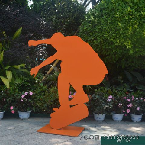 公园不锈钢滑板人物雕塑