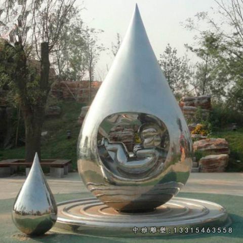 镜面水滴不锈钢景观雕塑