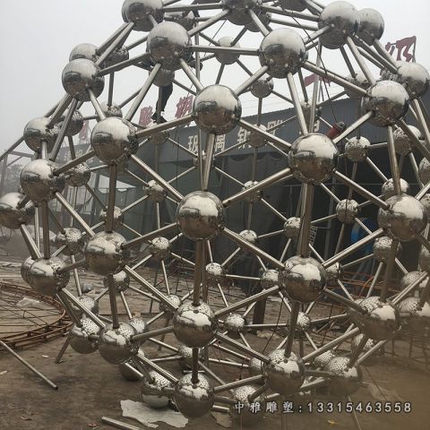 广场不锈钢原子模型雕塑