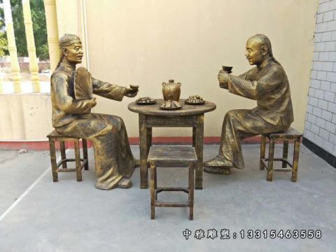 铜雕饭店吃饭人物雕像