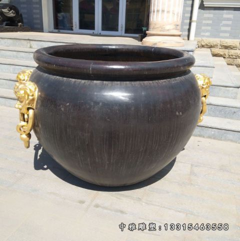 庭院铜雕水缸景观
