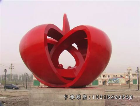 不锈钢大型苹果雕塑