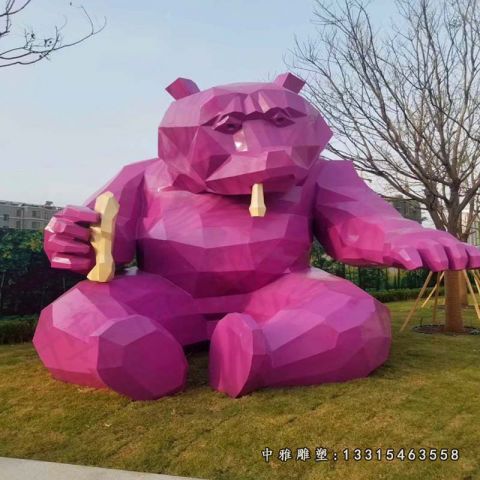 几何不锈钢动物熊雕塑