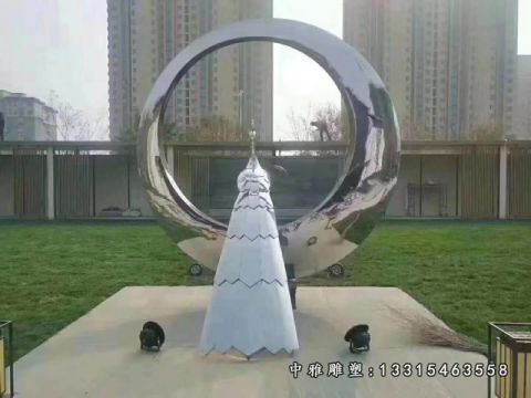 公园不锈钢圆环雕塑