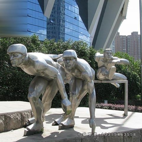 广场滑冰人物不锈钢雕像