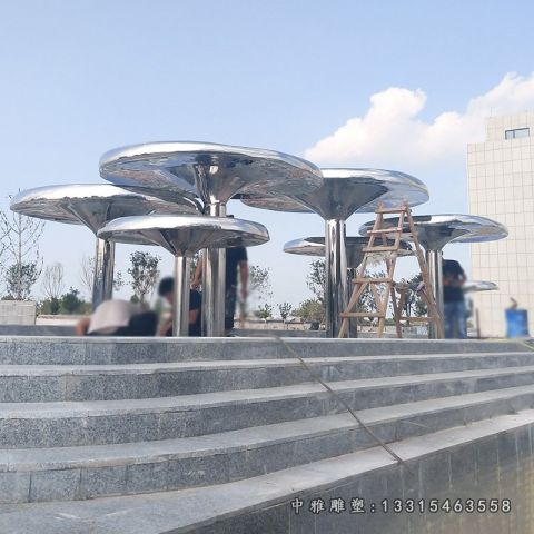 不锈钢广场蘑菇景观雕塑