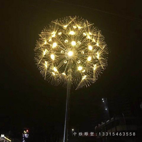 大型不锈钢发光蒲公英雕塑