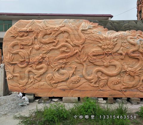 大型石雕九龙壁