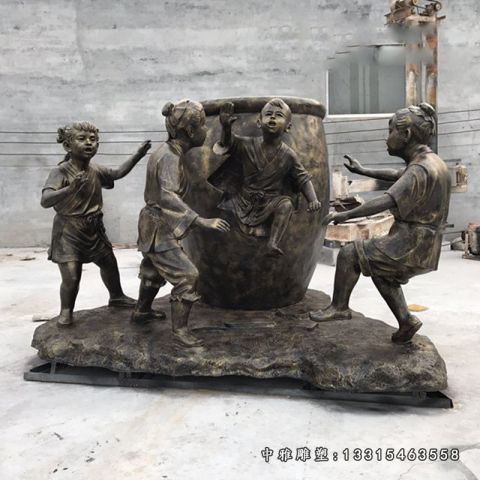 校园司马光砸缸铜雕