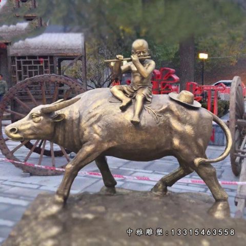 吹笛铜雕牧童雕塑