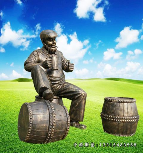 铜雕公园喝酒人物雕像