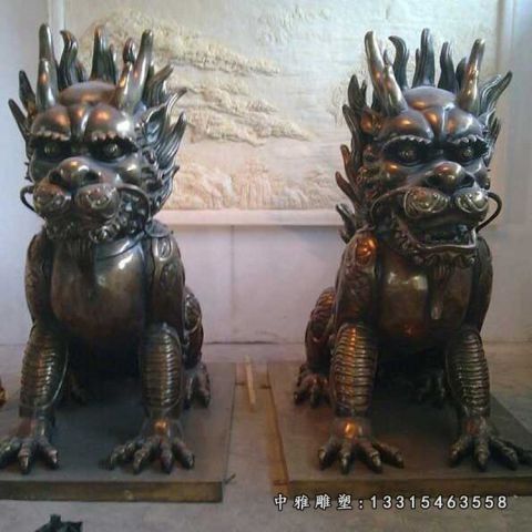 古代瑞兽麒麟铜雕