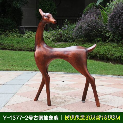 铜雕公园抽象小鹿动物