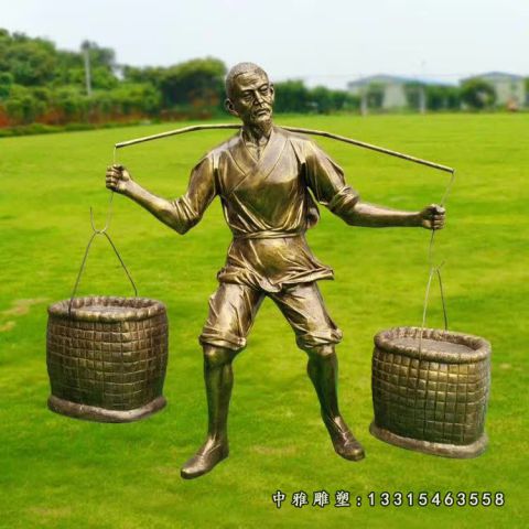 铜雕农耕主题人物雕像