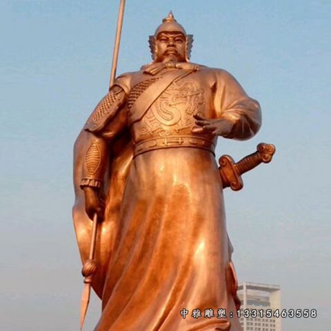 名将岳飞铜雕人物