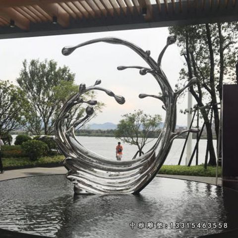 不锈钢海浪景观摆件