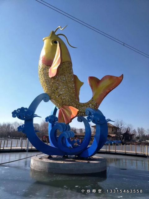 不锈钢广场金属鲤鱼雕塑
