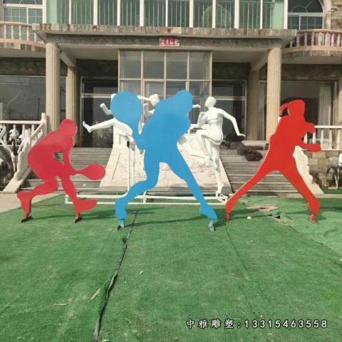 不锈钢剪影打羽毛球人物