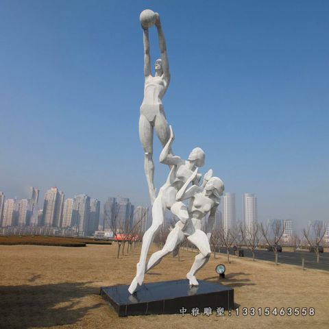 公园不锈钢打篮球人物雕像