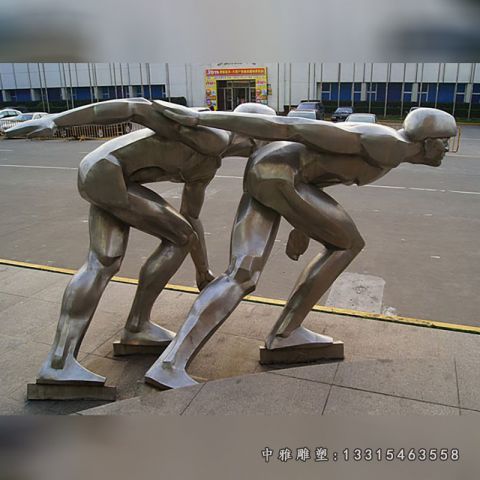 不锈钢运动滑冰人物雕塑