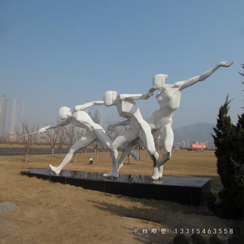 广场击剑比赛不锈钢人物雕塑