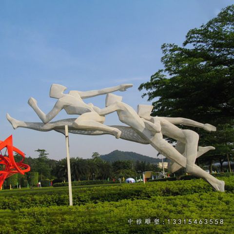 不锈钢运动跨栏人物雕像