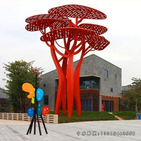 广场不锈钢景观树雕塑 