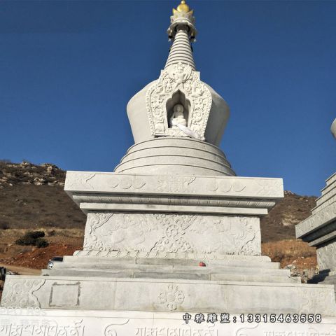 寺庙石雕白塔景观