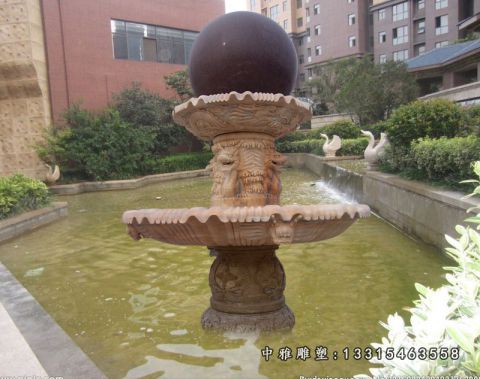 石雕公园风水球喷泉