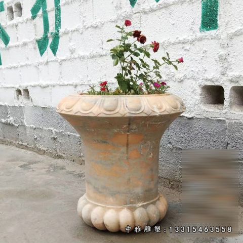 小区景观石雕花盆雕塑