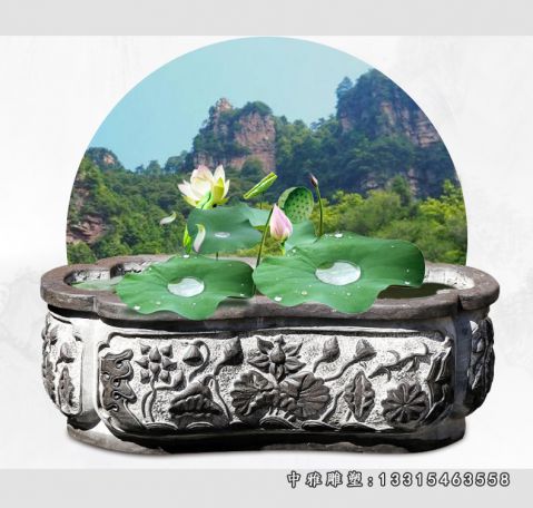 仿古石雕水缸景观