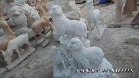 公园动物石雕羊雕塑