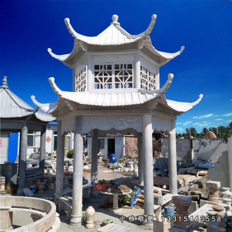  公园石雕凉亭景观