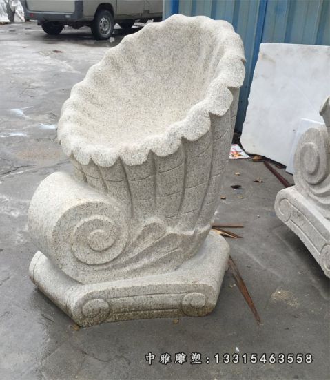 石雕喇叭花盆  