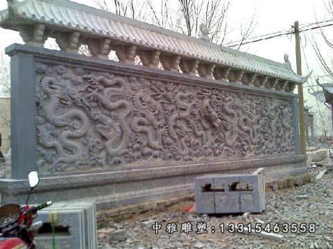九龙影壁石雕