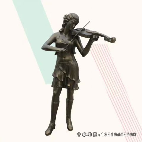 拉小提琴铜雕人物雕塑