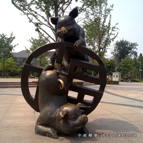 铜雕动物家猪