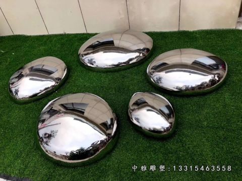 草坪不锈钢镜面鹅卵石雕塑