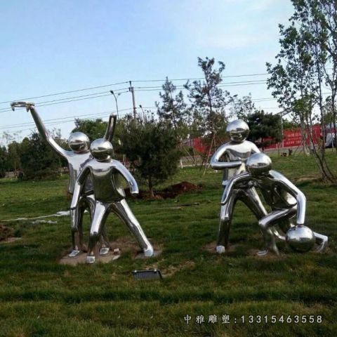 不锈钢抽象打篮球人物雕塑